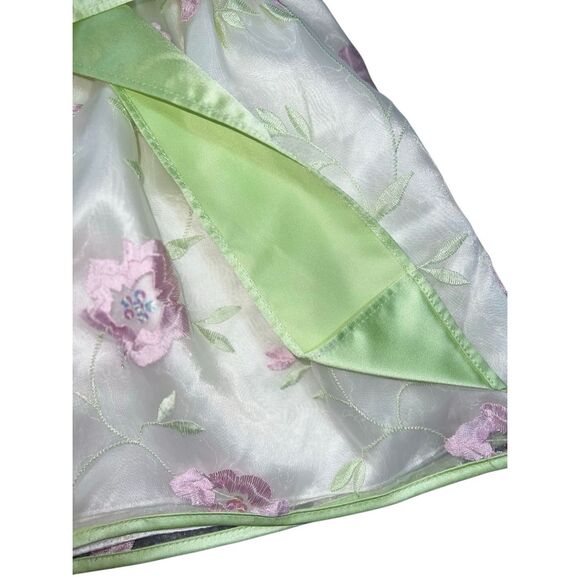 Bonnie Baby 12M Floral Tulle Dress Mint Green Pink Satin Party Princess Floral - Picture 8 of 11